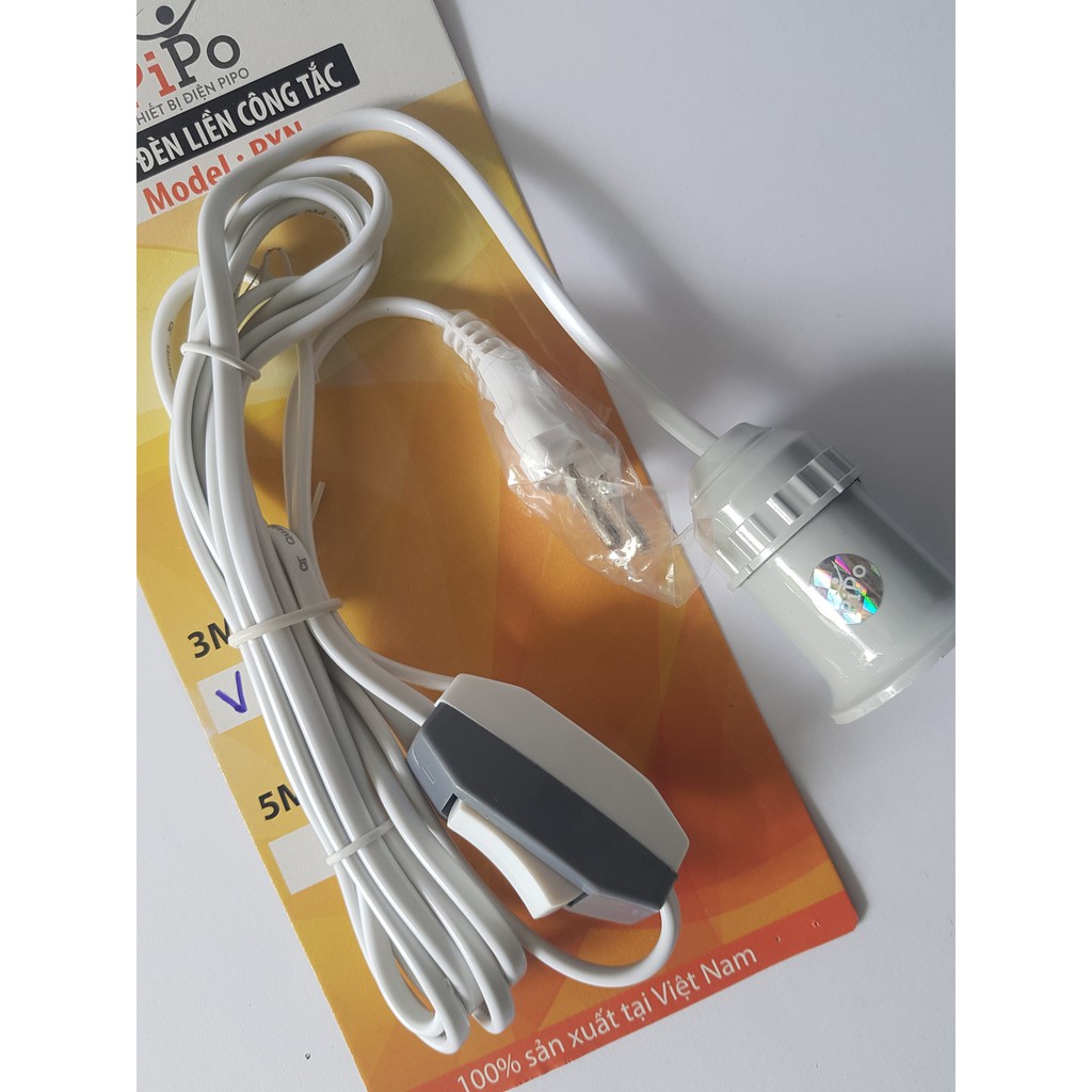 Dây đuôi đèn liền công tắc 3m, 5m Pipo