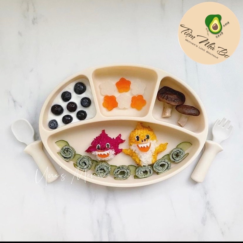 Khay ăn dặm silicone Bluemama Modui Hàn Quốc cao cấp cho bé