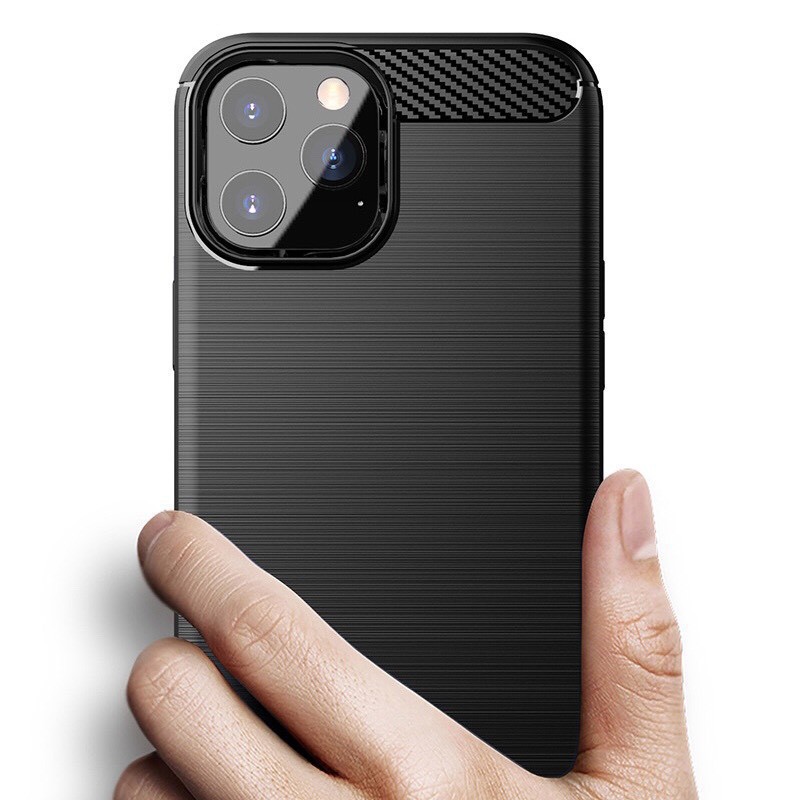 Ốp lưng dẻo Iphone 11/ 11 pro/ 11 pro max/ Iphone 12 mini/ 12/ 12 pro/ 12 Pro Max vân sợi cacbon chống sốc Rugger Amor