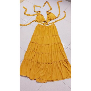 Đầm trắng vintage,maxi vàng,đầm boho đỏ