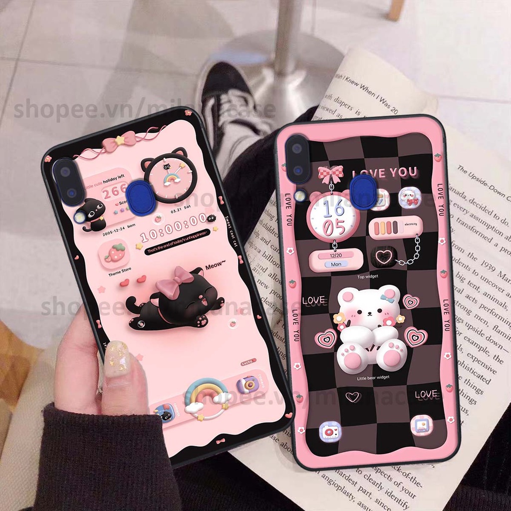 Ốp Samsung M20 / M30 hình đồng hồ icon gấu mèo cute cực dễ thương ngộ nghĩnh