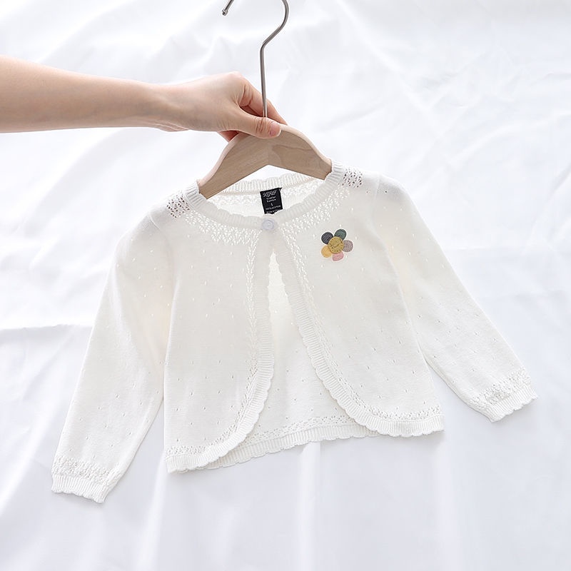 ▶Áo Khoác Cardigan Dệt Kim Vải Cotton Mỏng Thoáng Khí Kiểu Phương Tây Dễ Thương Cho Bé Gái#8.21