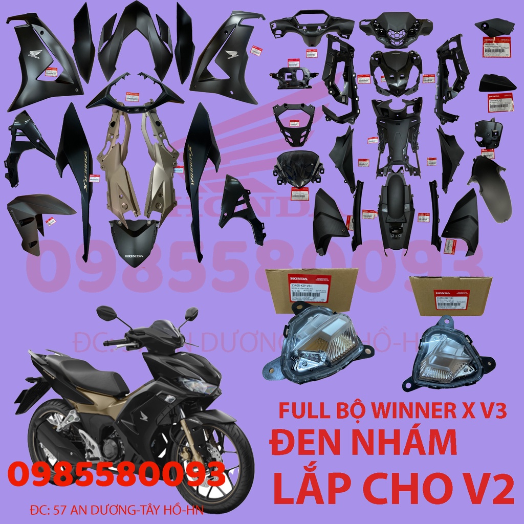 DÀN ÁO WINNER V3 2022 MÀU ĐEN NHÁM, CHÍNH HÃNG HONDA