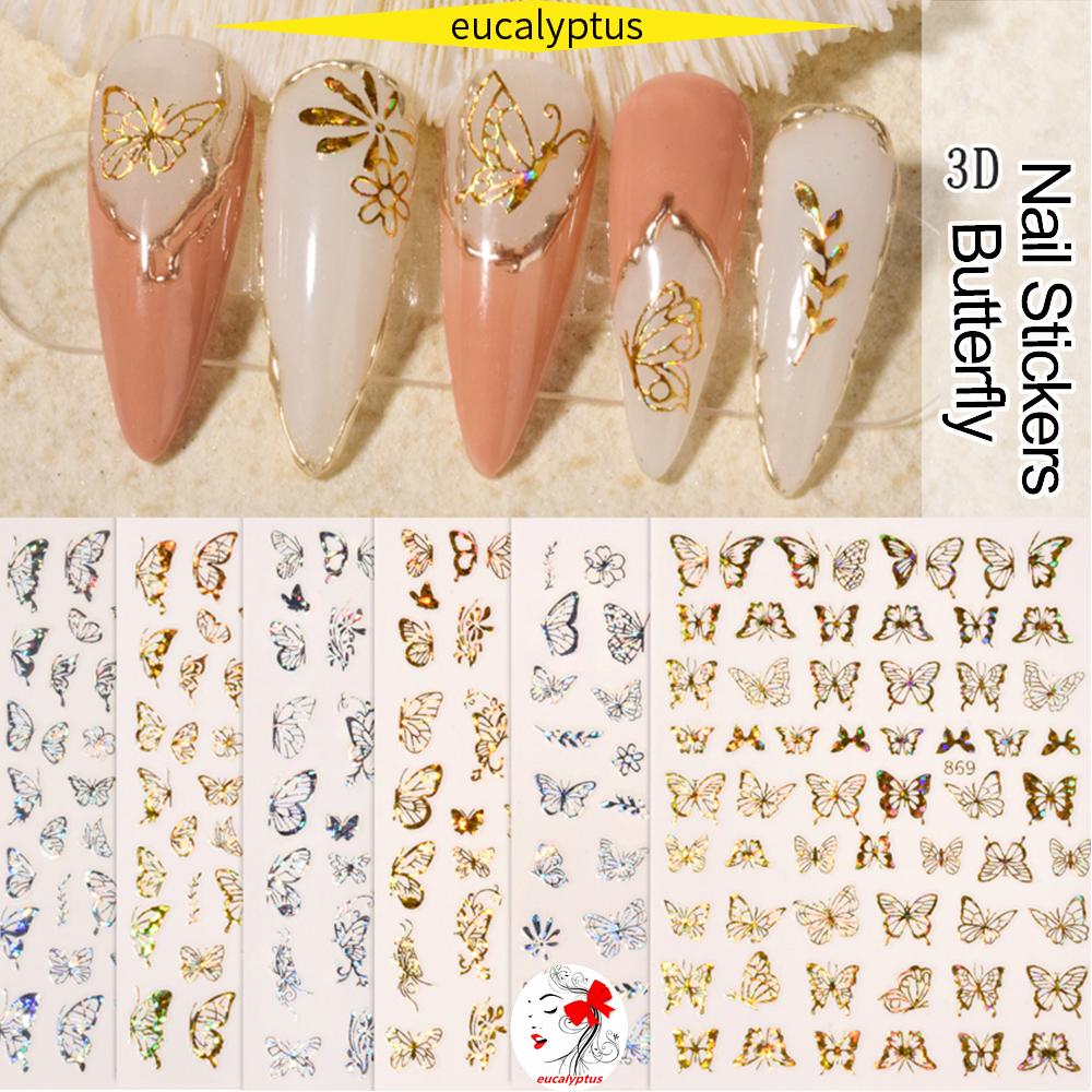 Bộ Dụng Cụ In Móng Tay Hình Bướm 3D|Miếng Dán Trang Trí Móng Tay Nghệ Thuật Họa Tiết Holographic DIY Mới