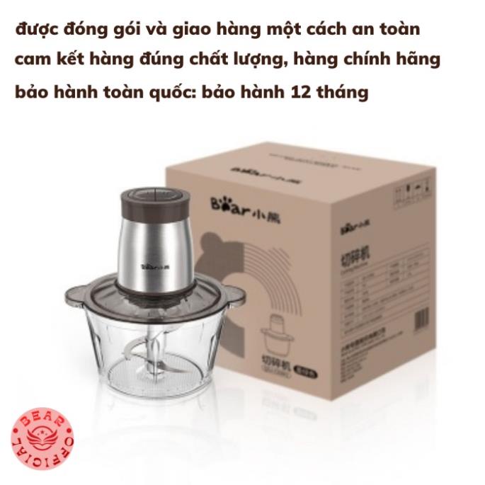 Máy Xay Thịt Mini Đa Năng Bear 2L QSJ D03W5 , Cối Xay Thực Phẩm, tỏi ớt, chả cá gia đình, cao cấp chính hãng_BH 18 tháng
