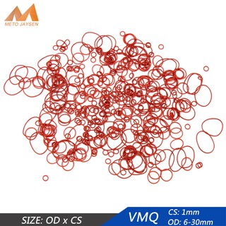 100 Chiếc OD 6 Mm-30 Mm CS 1 Mm Bền VMQ Silicone Cao Su Niêm Phong Vòng Chữ O Thay Thế Dấu Đỏ Vòng O Vòng Đệm Vòng Máy Giặt