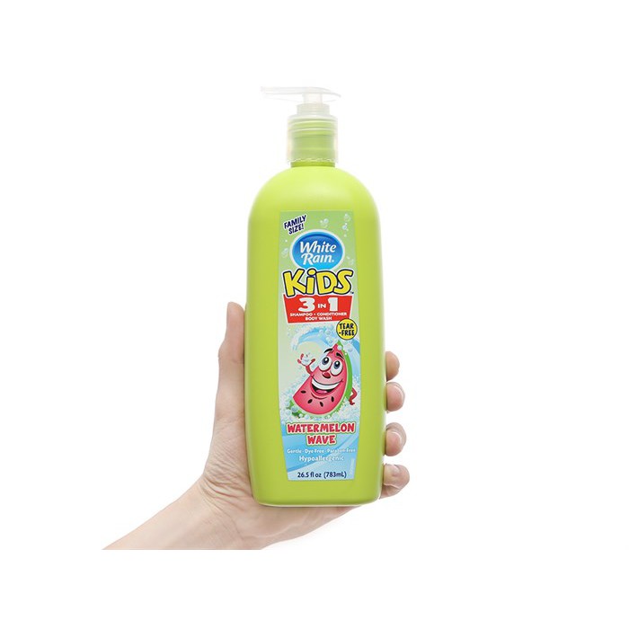 TẮM - GỘI - XÃ EM BÉ WHITE RAIN KIDS 3 IN 1 ĐỦ MÙI 783ml