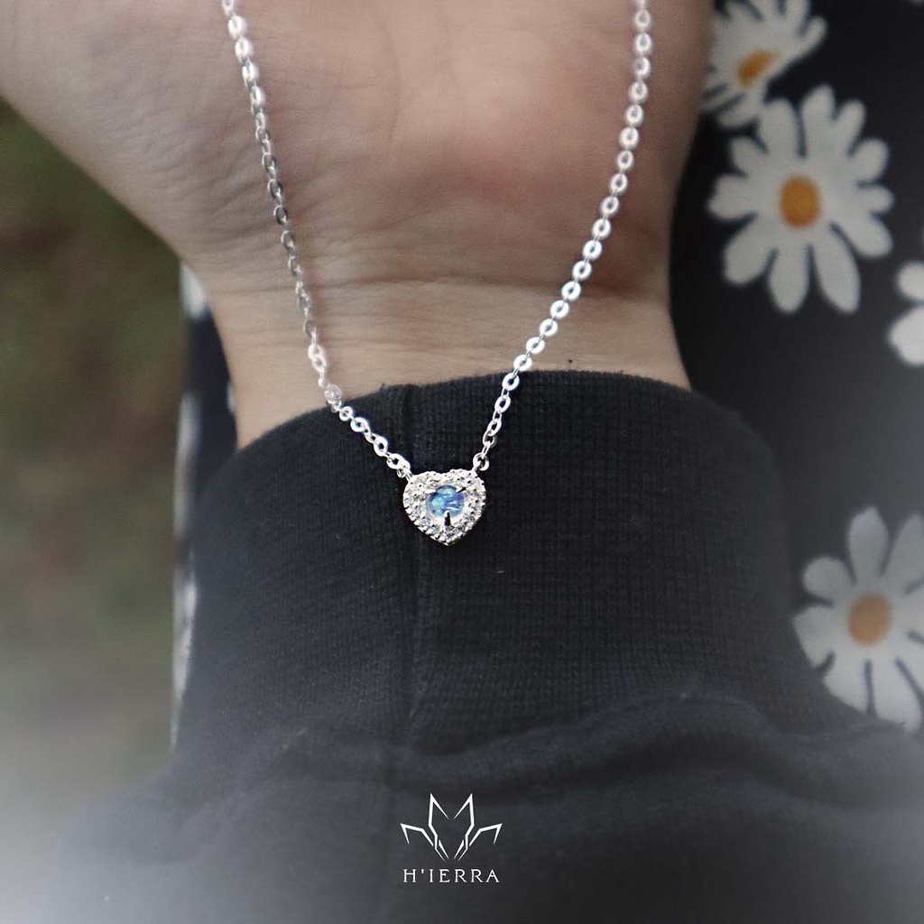 Dây chuyền bạc nữ H'ierra Heart Chain đính đá Moonstone/ Labradorite/ Garnet / Amethyst / Topaz