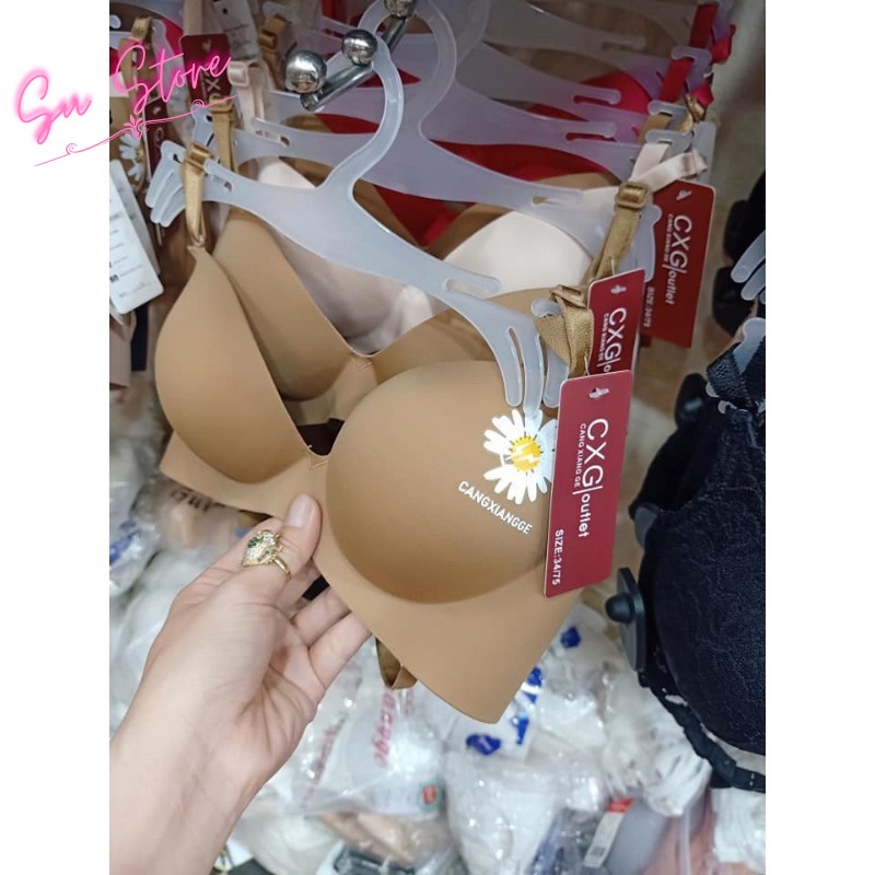 Áo Lót Nữ Nâng Ngực, Áo Ngực Su Hoa Cúc 2 Dây Định Hình Ngực - A014