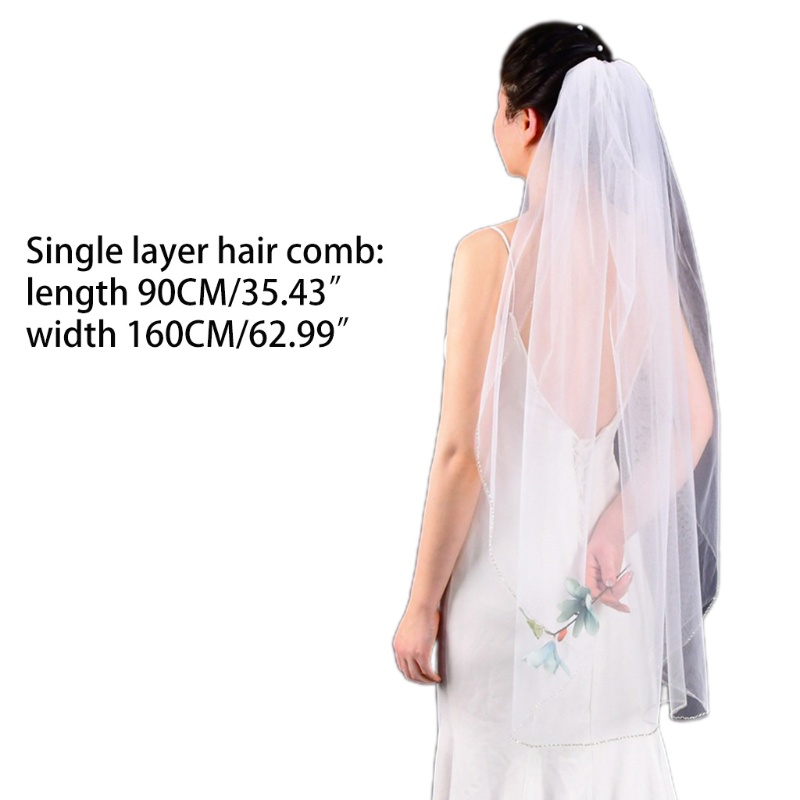 Mạng Che Mặt YOUYO 1 Tầng Với Răng Kim Loại Cắt Và Hạt Cườm Cho Cô Dâu Trong Ngày Cưới