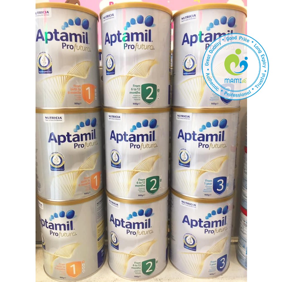 Sữa Aptamil Úc số 1, 2, 3 cho bé 900g