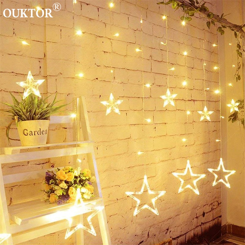 Đèn led dây ngôi sao 1,5m vòng hoa giáng sinh pin usb hỗ trợ tiệc cưới rèm chuỗi đèn cổ tích để trang trí nội thất