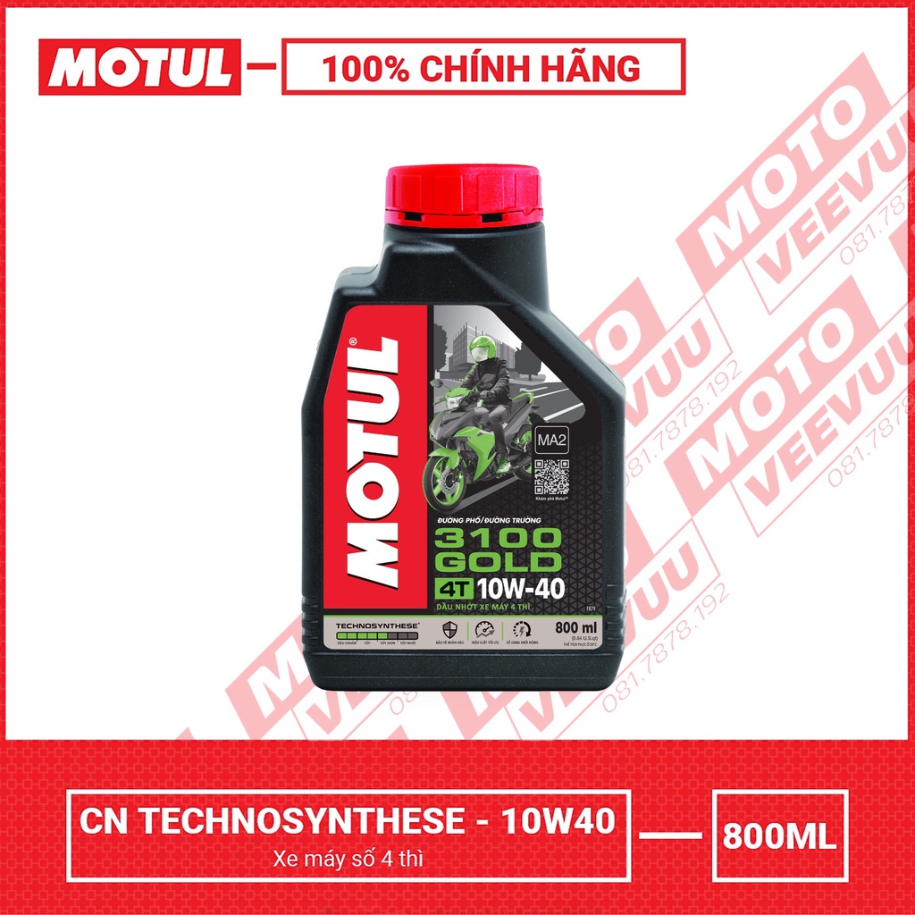 Dầu nhớt xe số Motul 3100 GOLD 4T 10W40 SM/SL MA2 800ml Bán tổng hợp