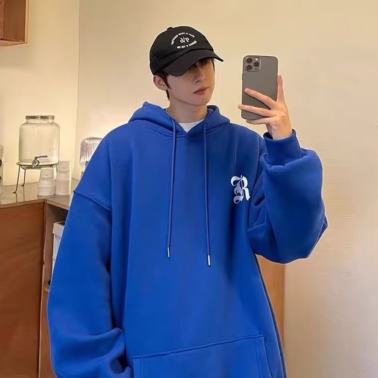 Áo hoodie Dáng Rộng In Chữ Phong Cách Hip Hop Đường Phố Hàn Quốc Chất Lượng Cao Cỡ M-5XL Cho Nam