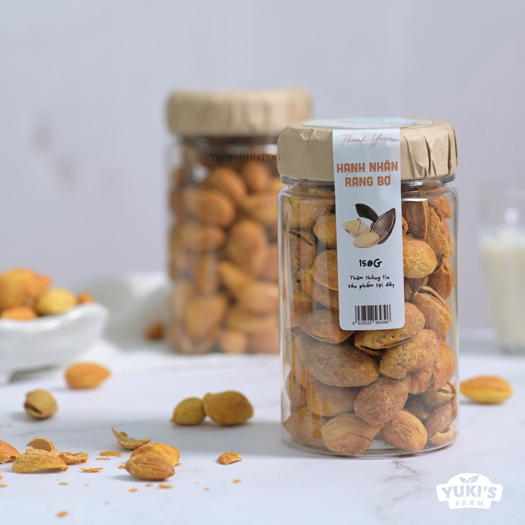 Hạt Hạnh Nhân Rang Bơ YUKI FARM Lọ 150g - Hạt Dinh Dưỡng Sấy Khô Organic Cho Bà Bầu, Trẻ Em, Hỗ Trợ Ăn Kiêng, Giảm Cân