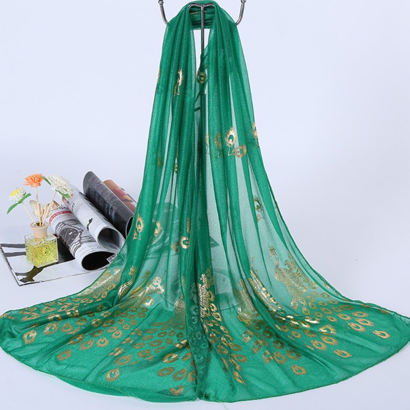 Khăn Choàng Cổ Dài Mềm Mại Thêu Họa Tiết Hoa Và Chim Công Nhiều Màu Dành Cho Nữ