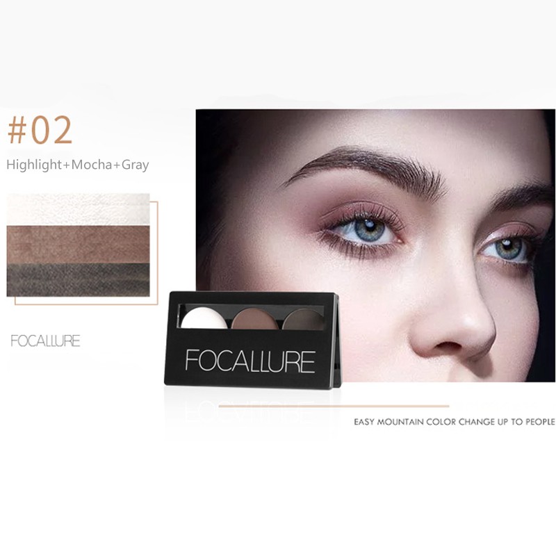 FOCALLURE bảng phấn mày với cọ tráng gương-3 màu | BigBuy360 - bigbuy360.vn