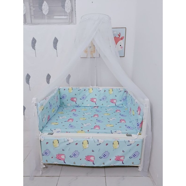 Bộ Quây Cũi 4 Tấm Bao Gồm Cả Ruột Chất Liệu cotton + Ga Cotton Hàn