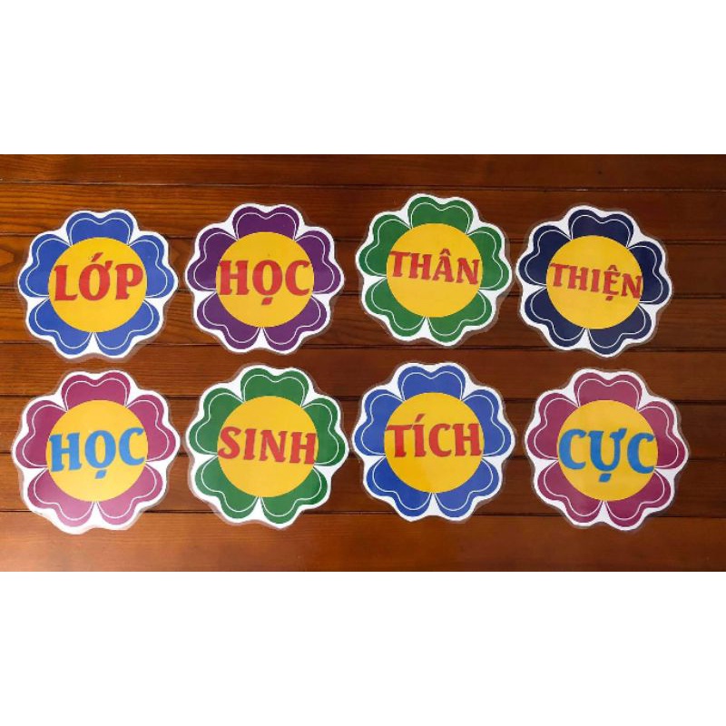 Khẩu hiệu trang trí lớp học kích thước a4 (ép plastic), sẵn băng keo dán tường_Không kèm hoa