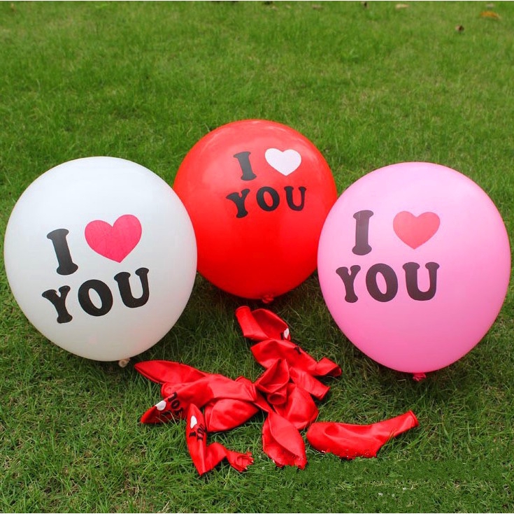 Set 10 bong bóng chữ I Love U màu trắng dùng cho tiệc cưới/ sinh nhật
