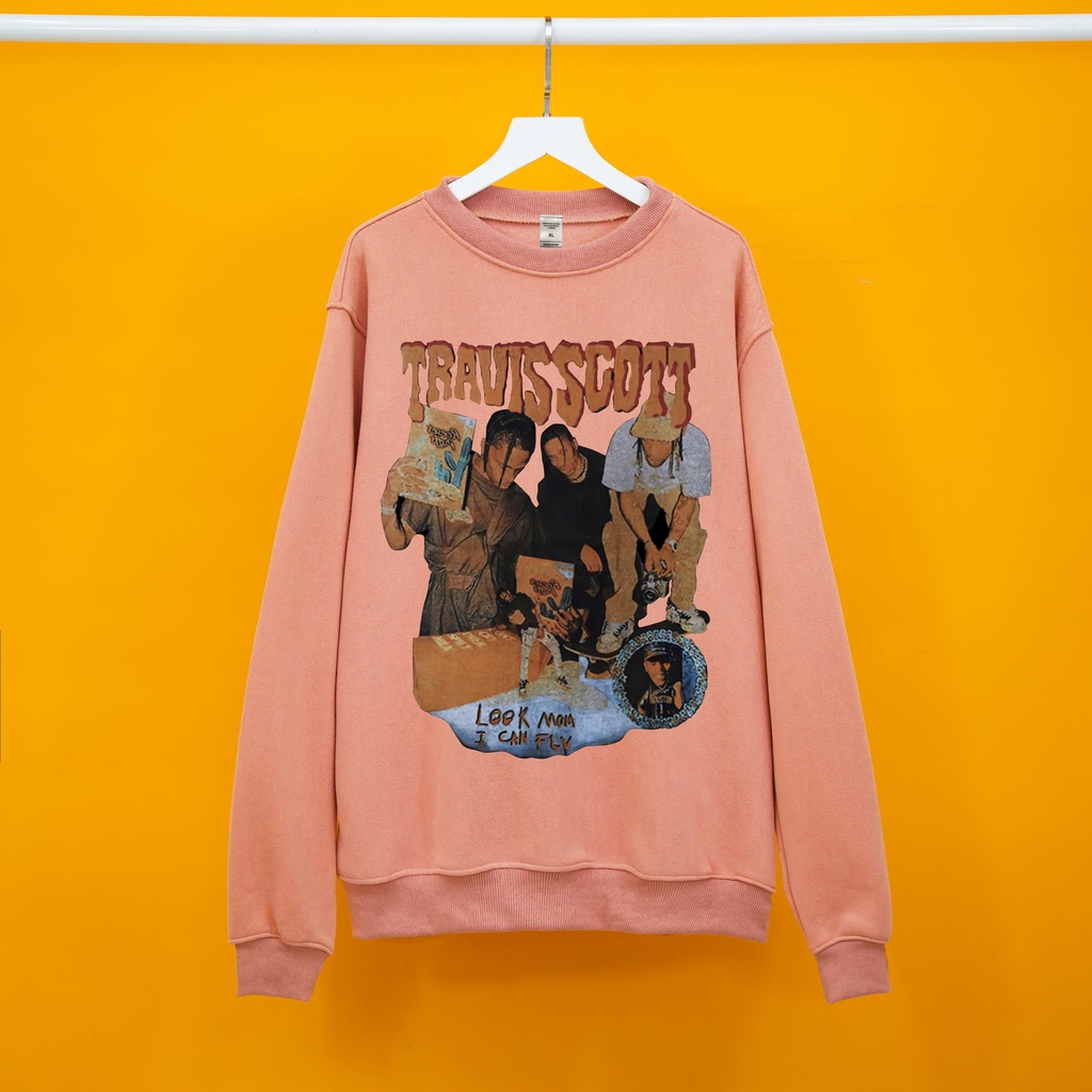 Áo nỉ bông sweater TRAVISSCOSTT Dogo.store  , Áo nỉ sweater unisex nam nữ form rộng oversize chất liệu Cotton