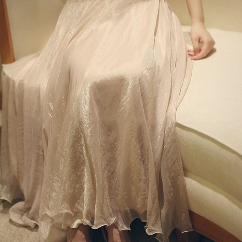 (Hàng cao cấp) Chân váy voan lụa vintage dáng dài nhấp nháy cổ tích công chúa