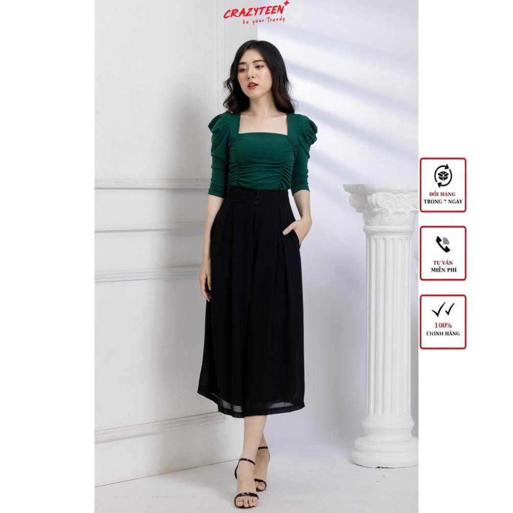 Quần váy nữ ống suông đính cúc CRAZYTEEN phong cách sang trọng (QC0153) ྇