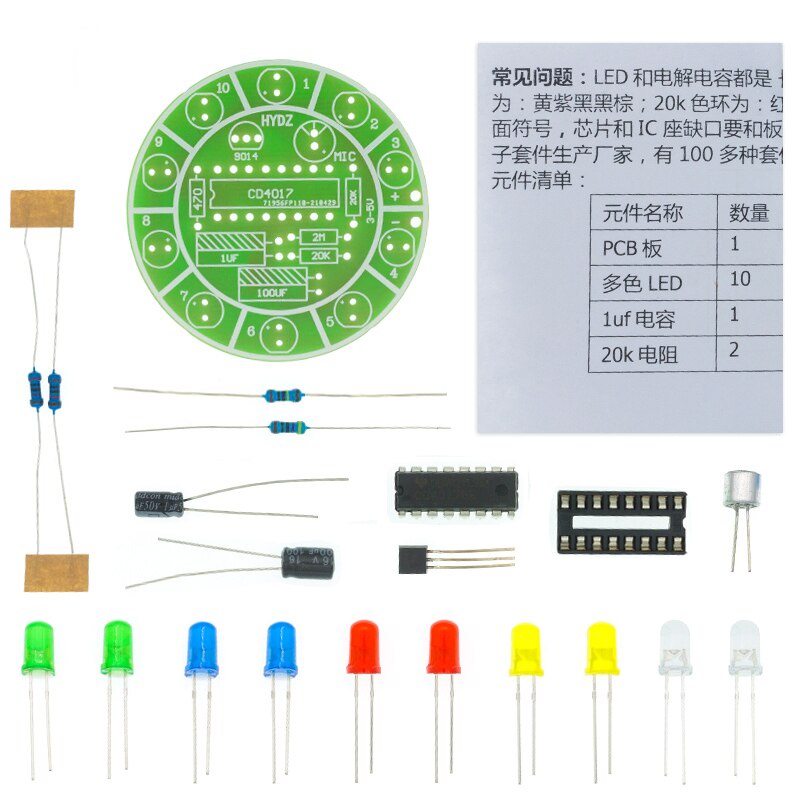 Bộ Đèn LED Điện Tử Điều Khiển Bằng Giọng Nói CD4017 Trang Trí Phòng Thí Nghiệm