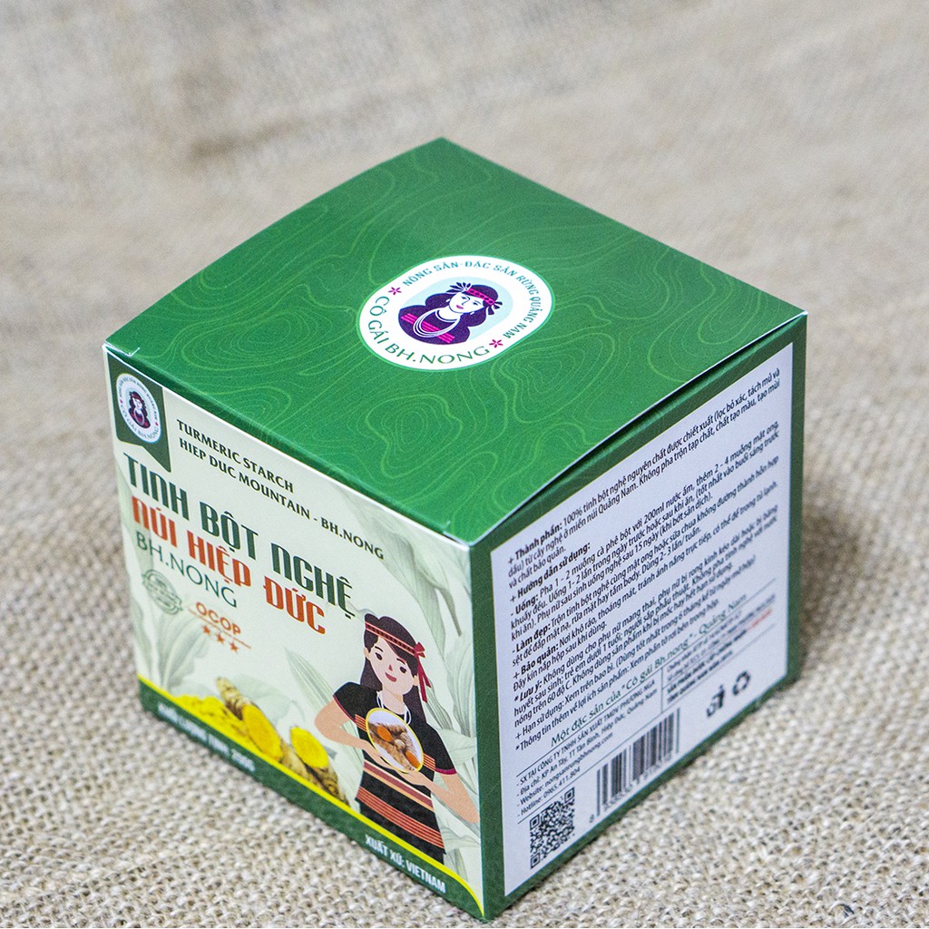 Healthfoodvn-Tinh bột nghệ núi Hiệp Đức nhẫn hiệu BH.nông hộp 200g