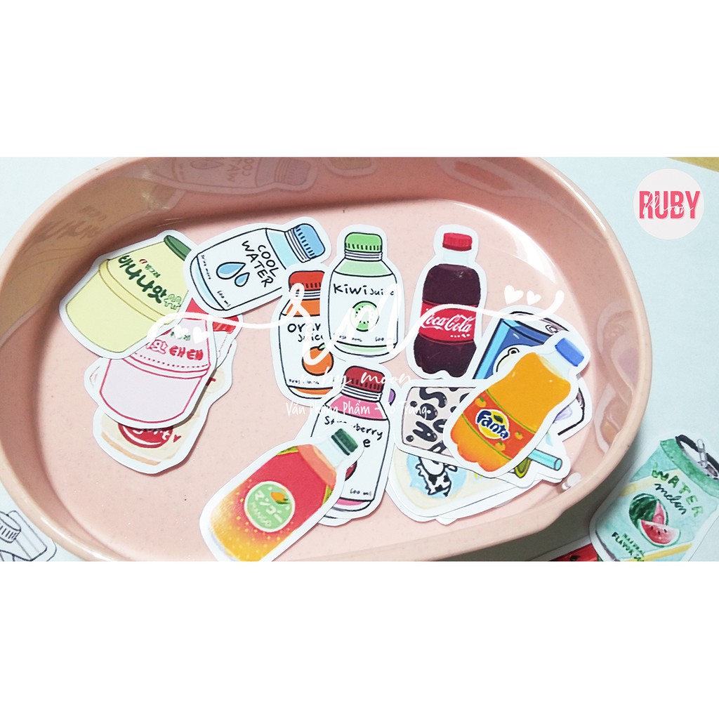 Bộ 35 Nhãn Dán Sticker Hộp sữa, Lon nước ngọt