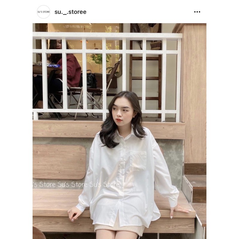 Áo sơ mi oversize trơn 1 túi trước A1643 SUSTORE