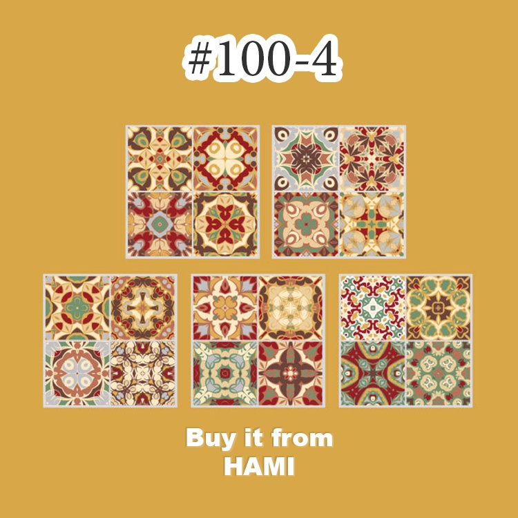 Sticker hoa văn gạch cổ điển trang trí Scrapbook, sổ tay, vở  (set 15 tờ) - [ 100 ]