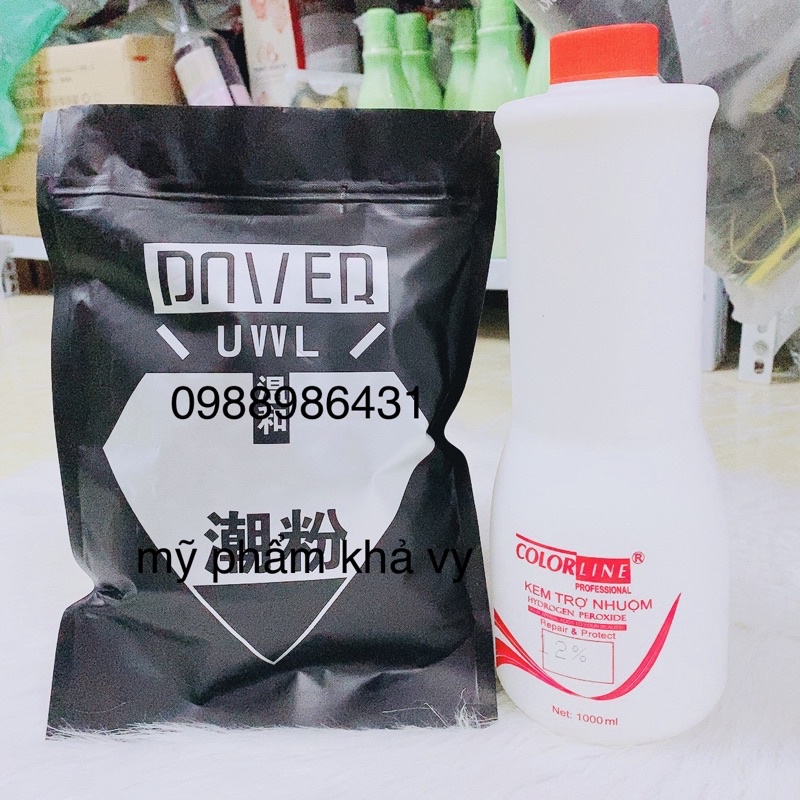 Combo Bột tẩy tóc POWER cao cấp và kem trợ tẩy COLOLINE 1000ml