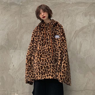 Áo thu đông có mũ họa tiết da beo thêu chữ thời trang cá tính