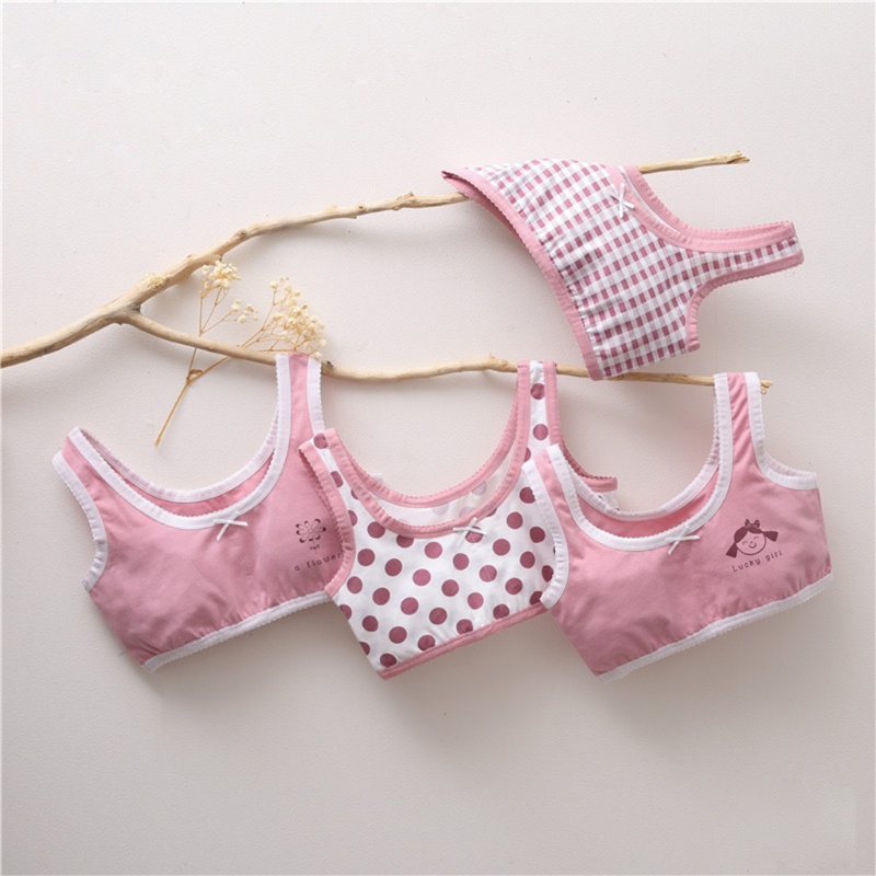 Haha Áo lót vải cotton Không Gọng Họa Tiết Hoạt Hình Chấm Bi / Kẻ Sọc / Chấm Bi Dành Cho Tuổi Teen / Bé Gái