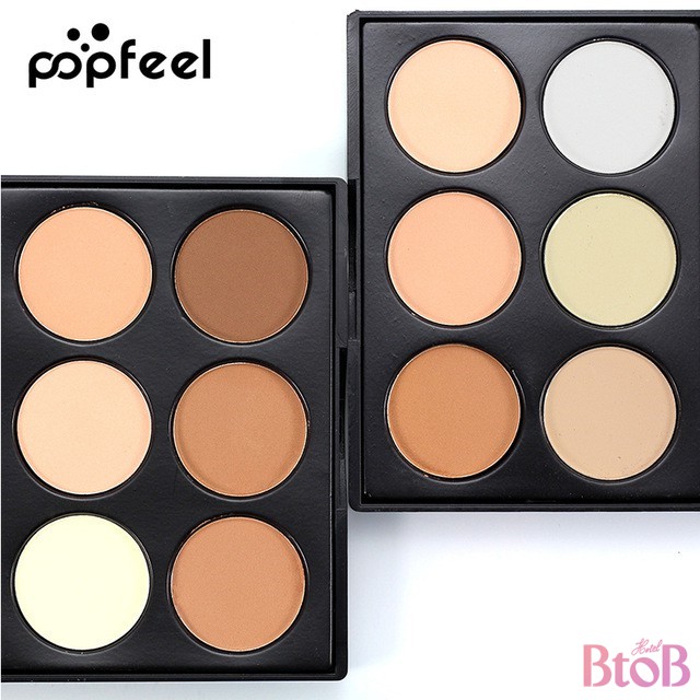 [Hàng mới về] Hộp phấn tạo khối 6 màu Popfeel kèm cọ