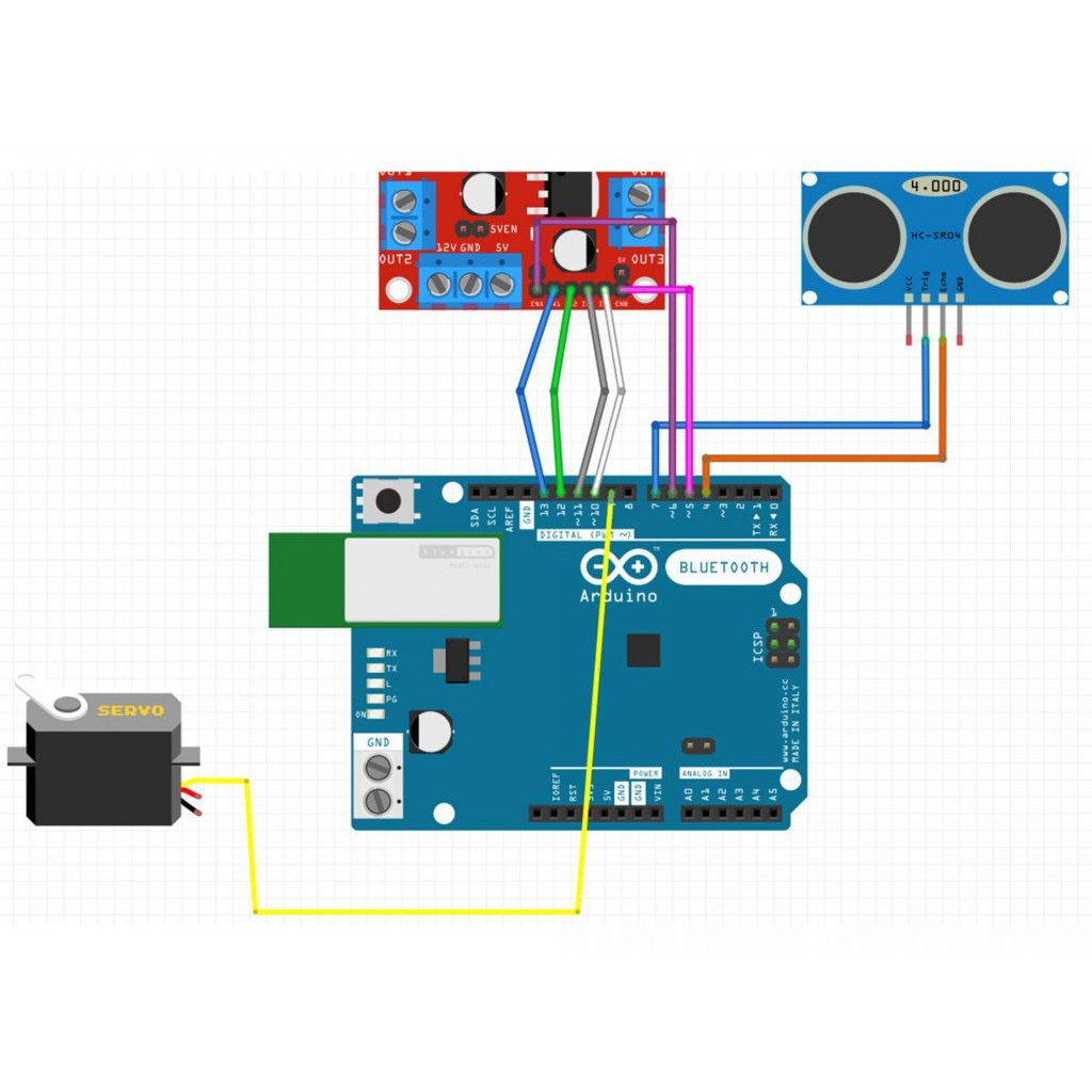 Combo xe 3 bánh tránh vật cản Arduino