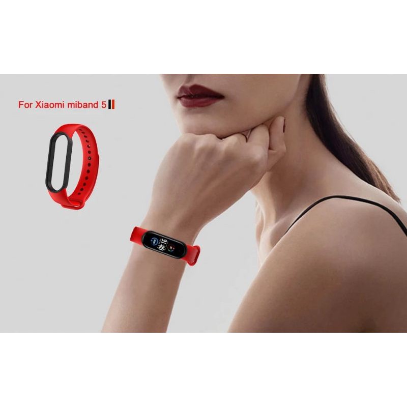 Dây Đeo Cao Su Silicon 2 màu Cho Xiaomi Miband 5 Chất Lượng cao