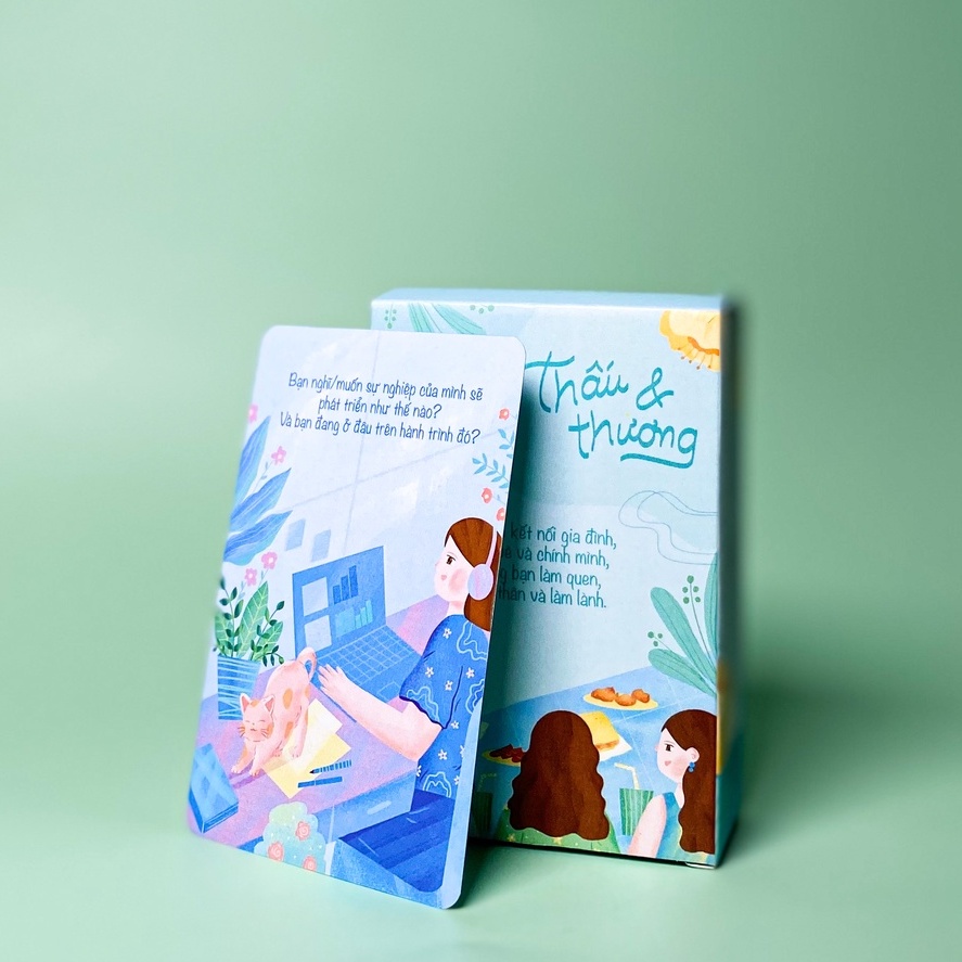 Bộ bài Thấu&Thương (88 thẻ) kết nối bạn bè, gia đình, cặp đôi & gợi ý viết chữa lành (daily journal)