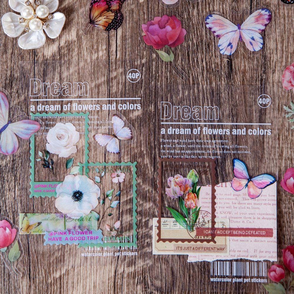 AUGUSTINA Miếng Dán PET Trong Suốt Họa Tiết Hoa Trang Trí Sổ Tay