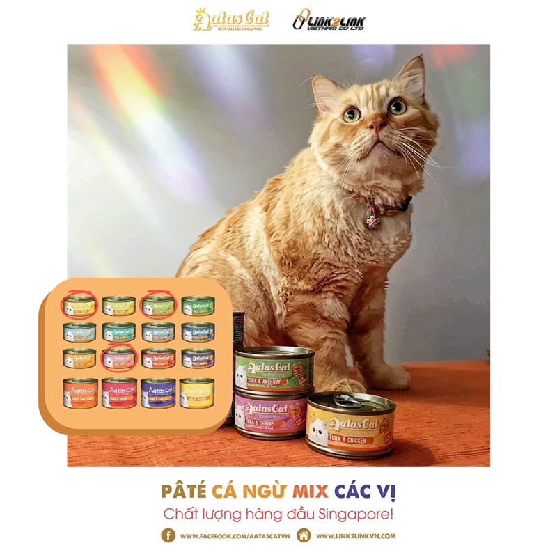 Thùng 24 lon pate AATAS CAT cho mèo mix vị tuỳ ý