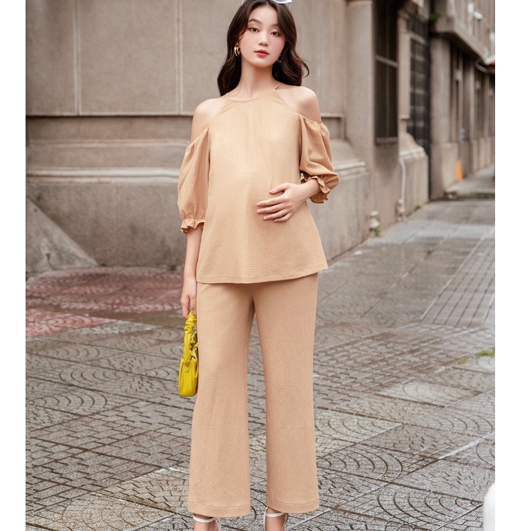MEDYLA - Bộ đồ bầu mặc nhà mùa hè 1 lớp len nhuyễn chất mát cho bầu mặc thoải mái trong và sau sinh - DB381