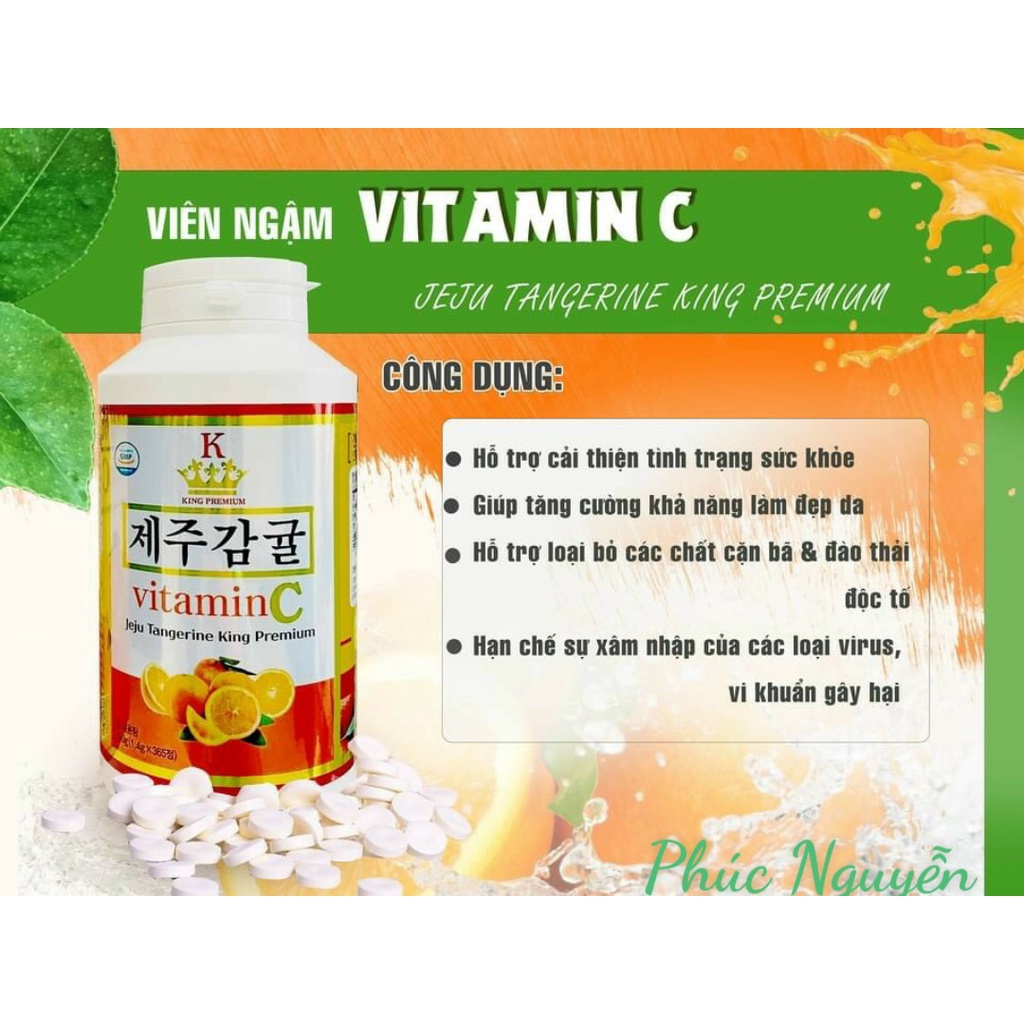 Viên ngậm bổ sung vitamin C JEJU Hàn Quốc - Lọ 365 viên, tăng cường đề kháng và hệ miễn dịch