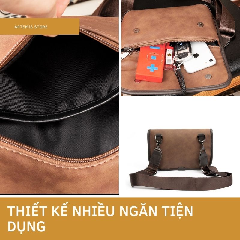 Túi đeo chéo nam ⚡FREESHIP⚡da đeo chéo ngực vai Lịch lãm, phong cách, bền đẹp. BH 12t Tặng Vớ nam 6U18