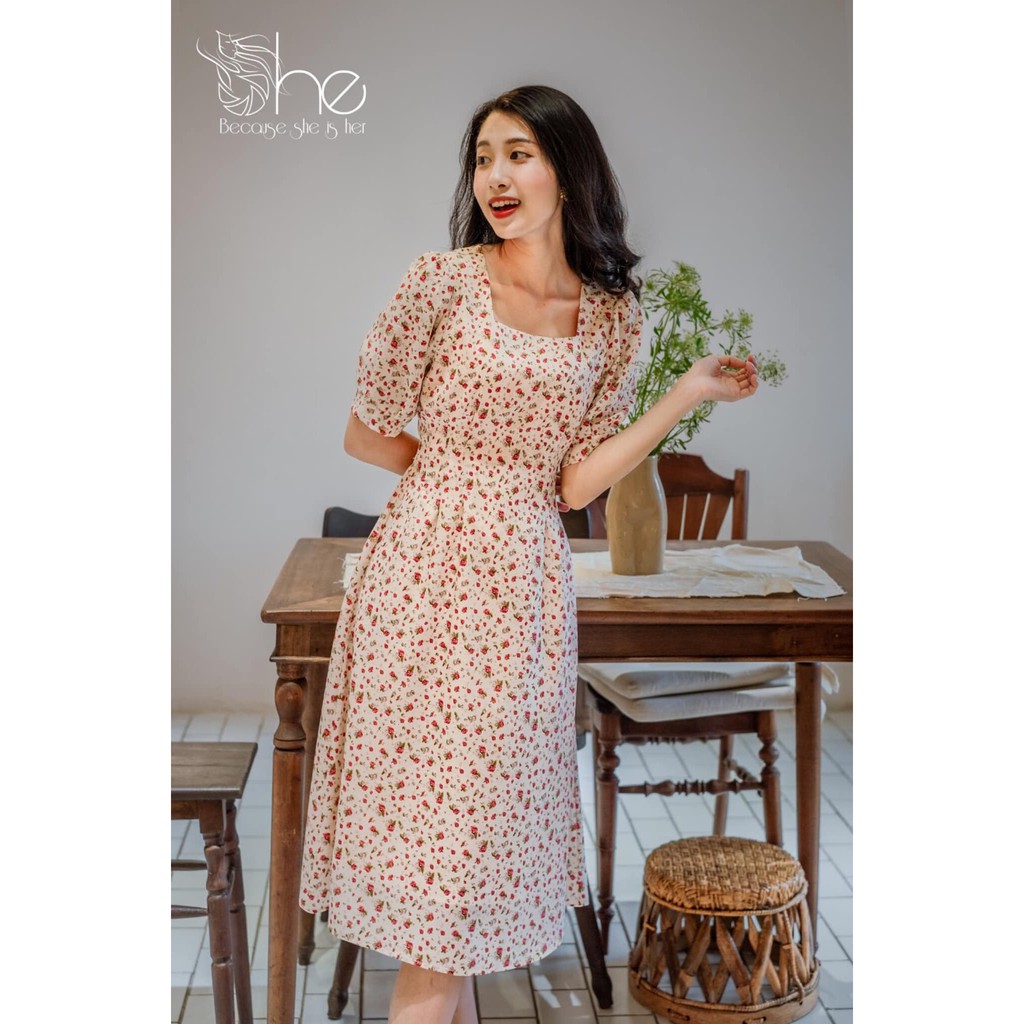 Olivia Dress - Đầm cổ vuông thắt belt SDX97