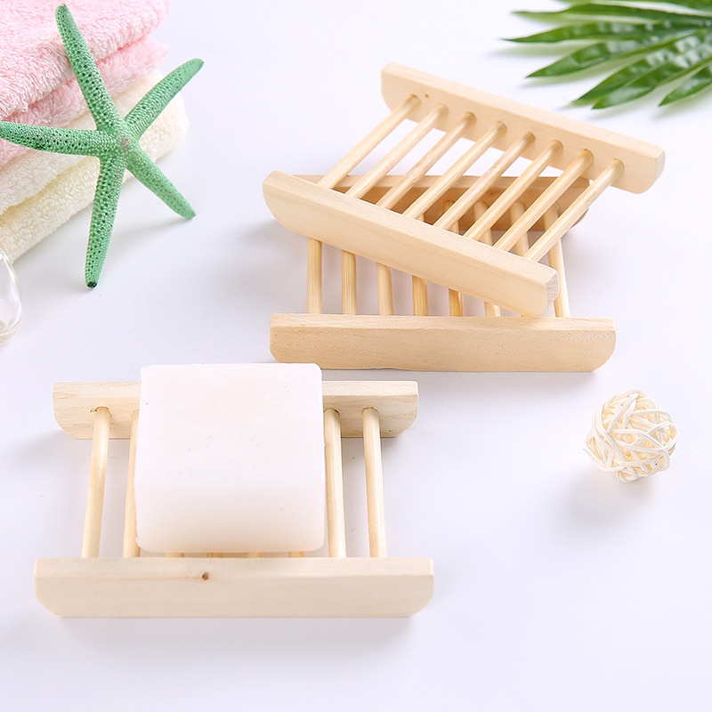 BUMARL  Wooden Soap Box Bathroom Large Free Perforation Drain Rack Simple and Small Items Great Utility