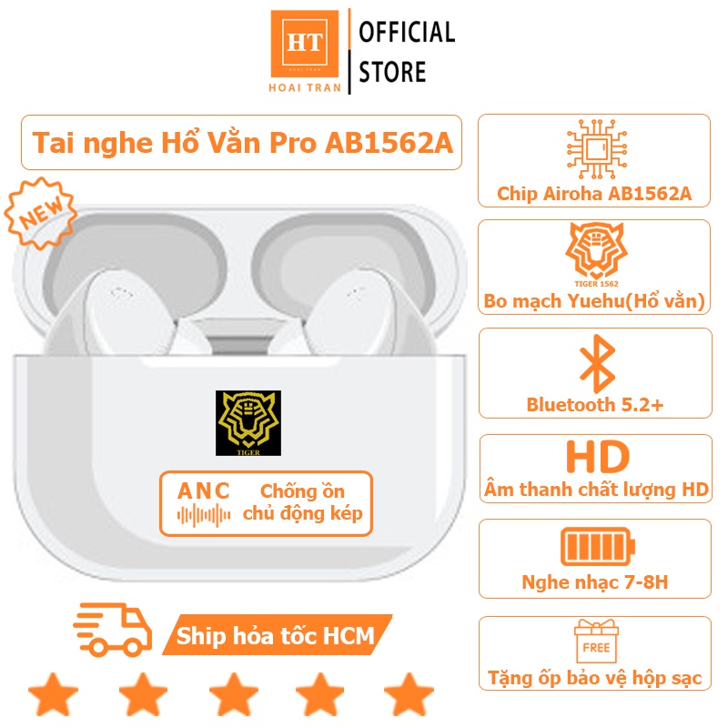 Tai nghe Bluetooth TWS Pr0 Hổ Vằn AB1562A Pin 7-8H Liên Tục, Nghe Nhạc hay, Thiết Kế Đẹp, Chống Ồn Chủ Động, Xuyên Âm
