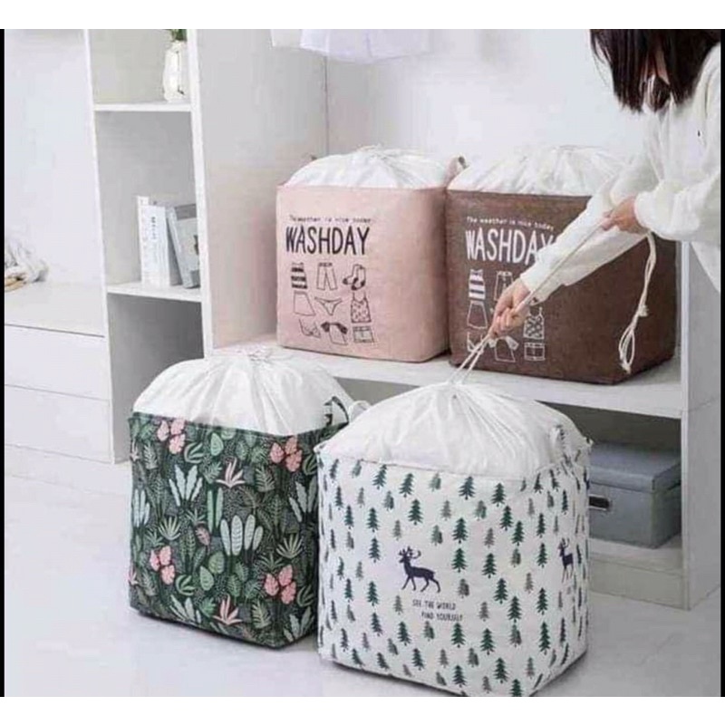 Túi đựng đồ gấp gọn, túi đựng chăn màn có dây rút loại to 100lít