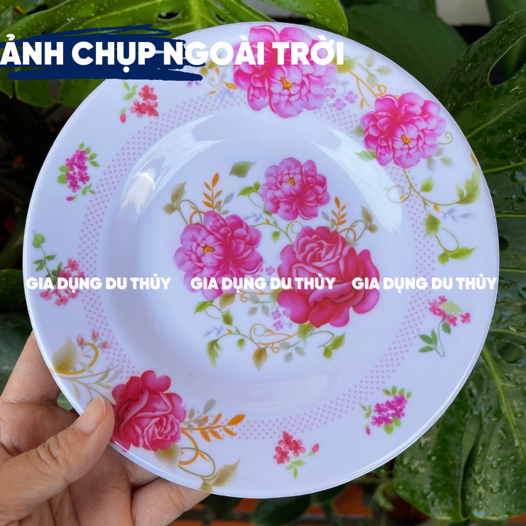 Dĩa Nhựa Melamine Tròn Cạn, Dĩa Cơm Sườn Màu Trắng, Vàng, Xanh Chất Liệu Beca Nhựa Phíp của Tổng kho gia dụng Du Thủy