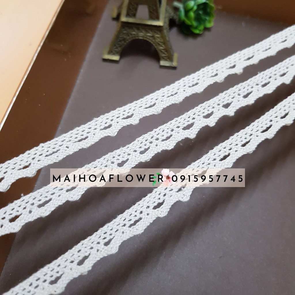 Dây ren viền trang trí váy áo bản nhỏ 1cm chất liệu cotton CK11 và CK12 Maihoaflower